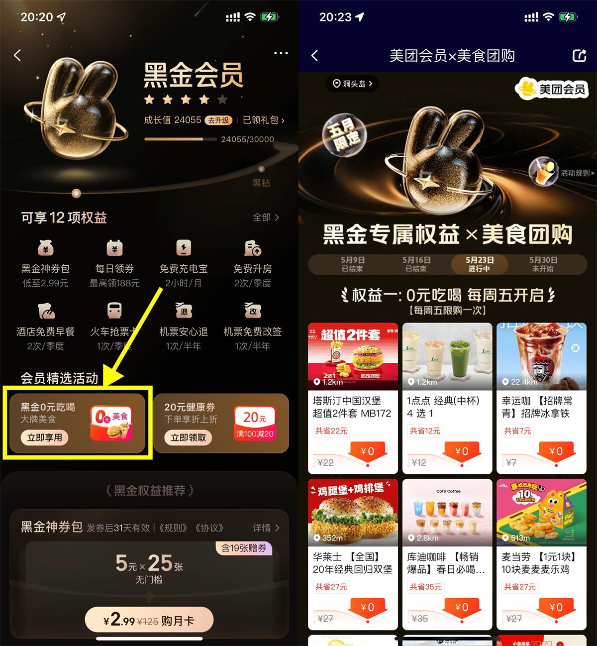 美团黑金以上会员0亓休闲玩乐