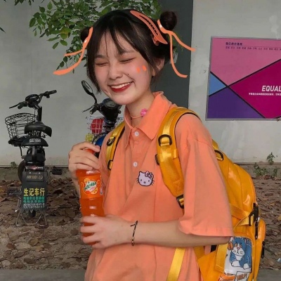 秋日橘子橙色女生头像 收集日落一样浪漫