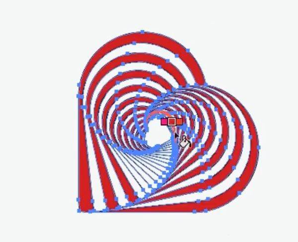 ai怎么绘制扭曲重叠的心形? ai绘制扭曲条纹心形效果的技巧