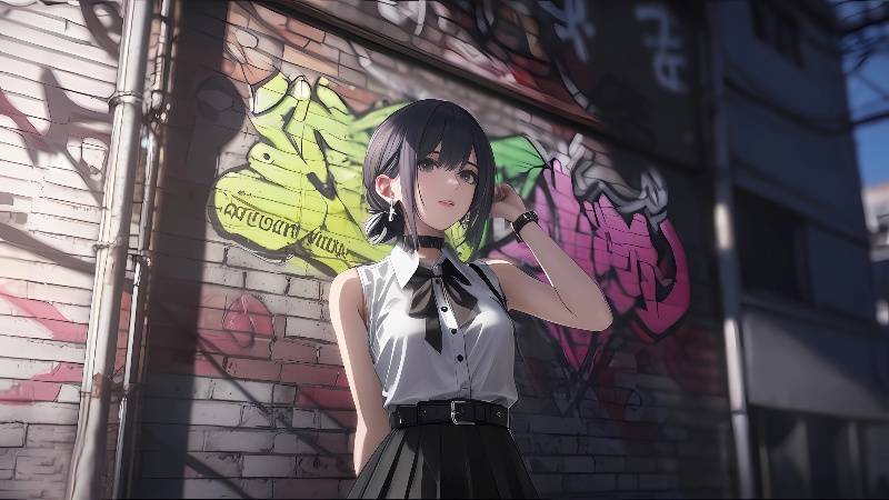 街头涂鸦背景图片 创意风 电脑高清壁纸 动漫美女 4K壁纸 3840x2160