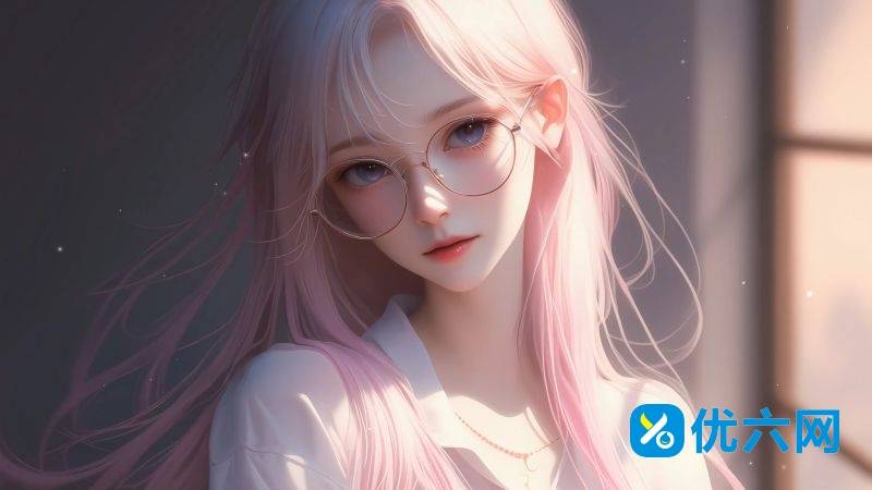 动漫美少女 戴眼镜 粉色长头发 4k壁纸 3840x2160