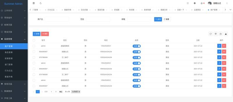Layui 后台模板 SummerAdmin 多主题切换 二次开发专用模板