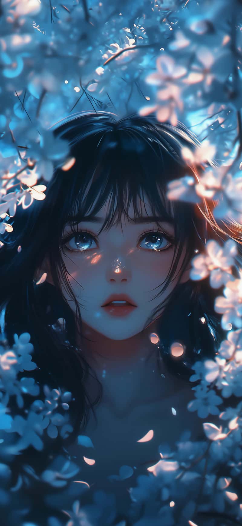 美女景深壁纸 4K 原图 花瓣女孩风格 手机壁纸 1768x3840