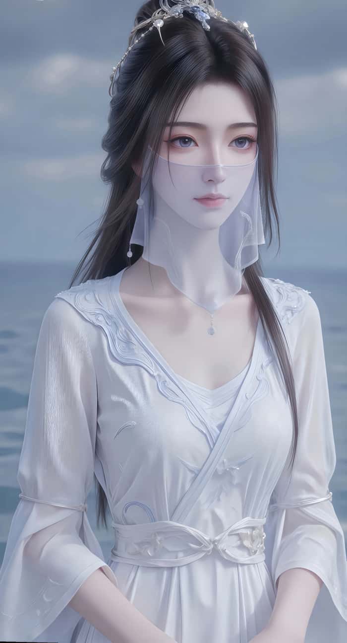 高级感紫灵面纱美女 4K 壁纸 竖屏全面屏适配 2075x3840 高清下载