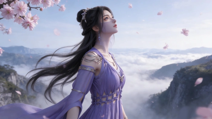 凡人修仙传紫灵仙子 长发紫色裙子美女 4K 高清无水印壁纸