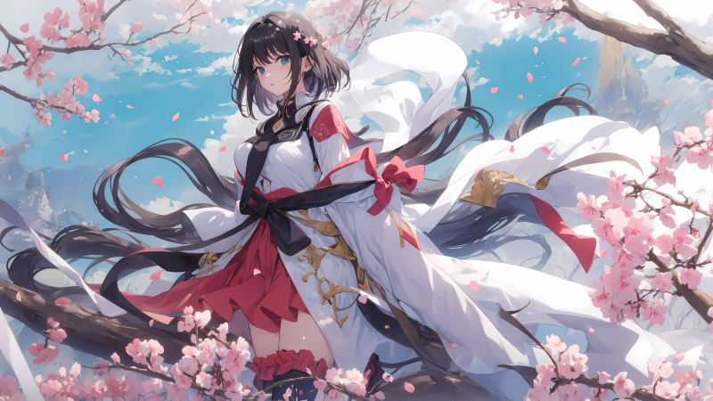 4K 高清樱花少女壁纸 | 和风二次元插画