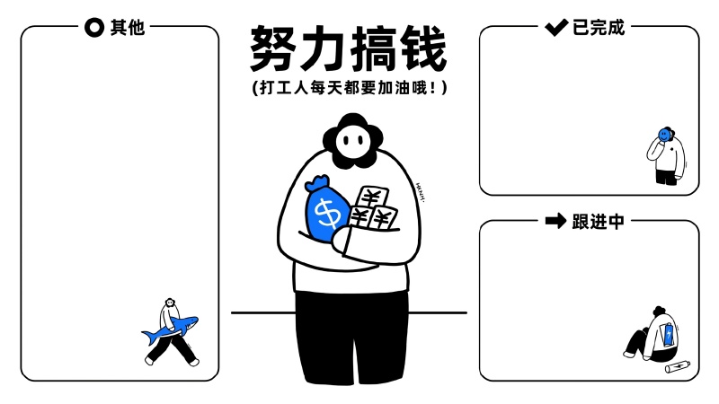 努力搞钱 打工人桌面分区